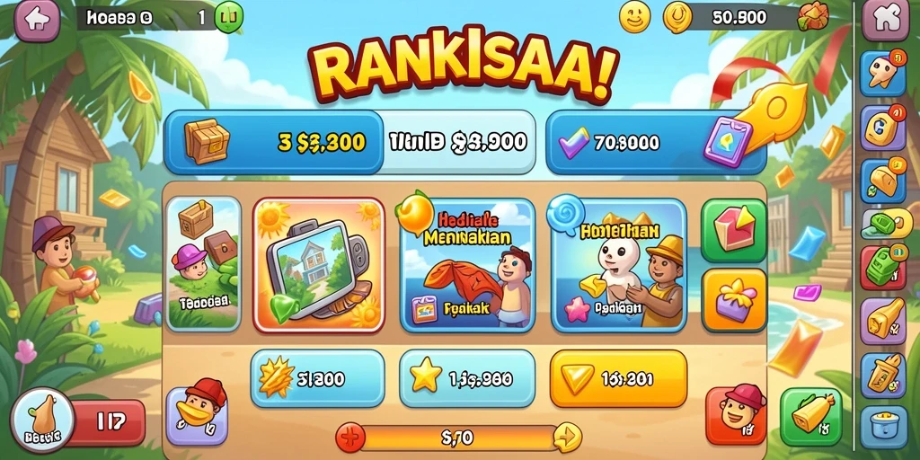 Tampilan karakter berwarna-warni dan menarik.